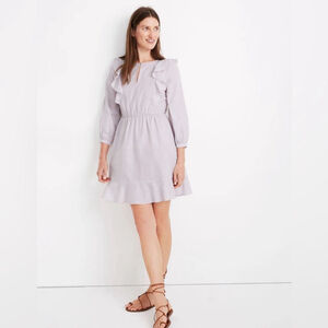 Madewell Ruffle Mini Dress Size 2 Lyocell Cotton Blend Soft Purple Feminine